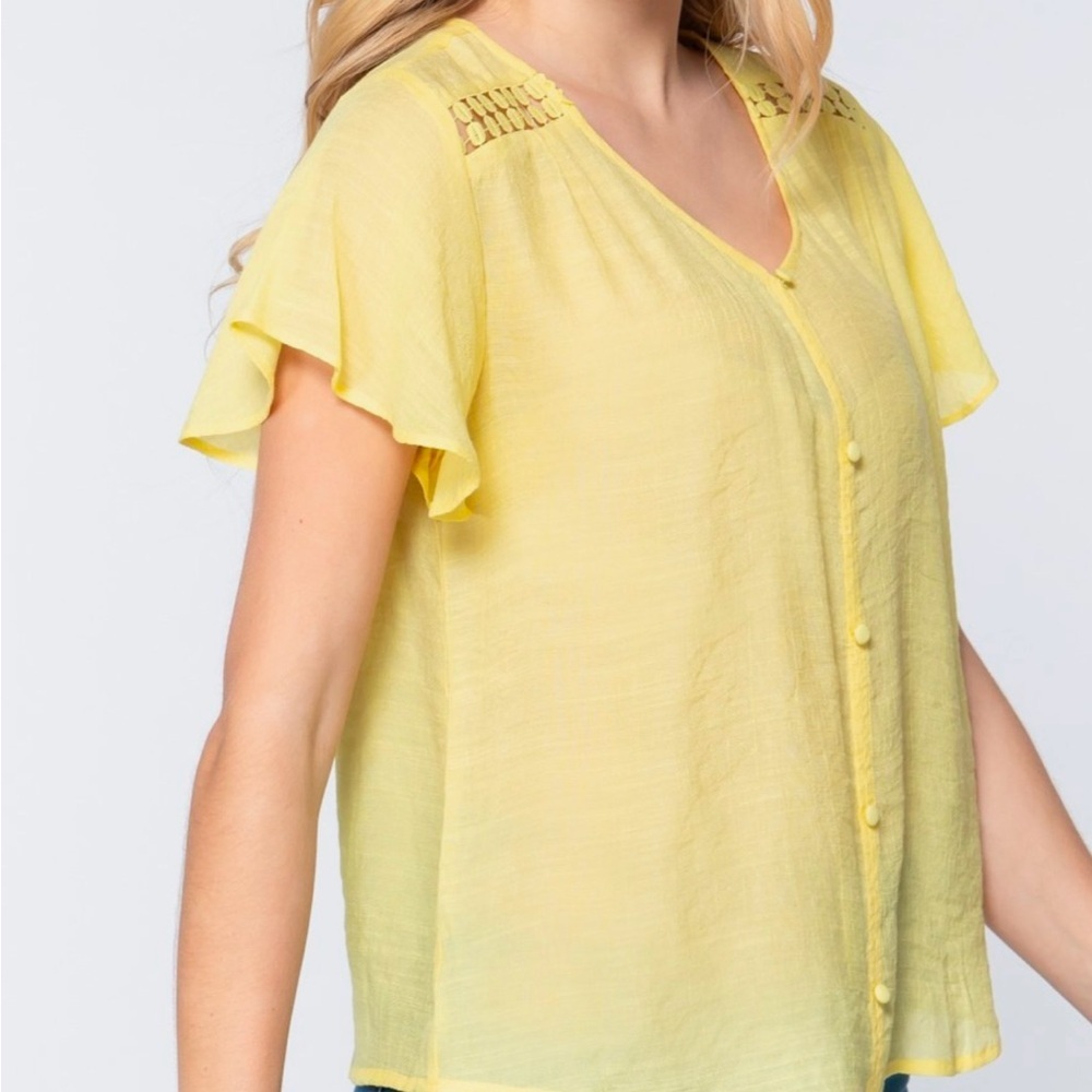 Yellow Button-Down Women's Top - SMALL - Picture 2 of 4